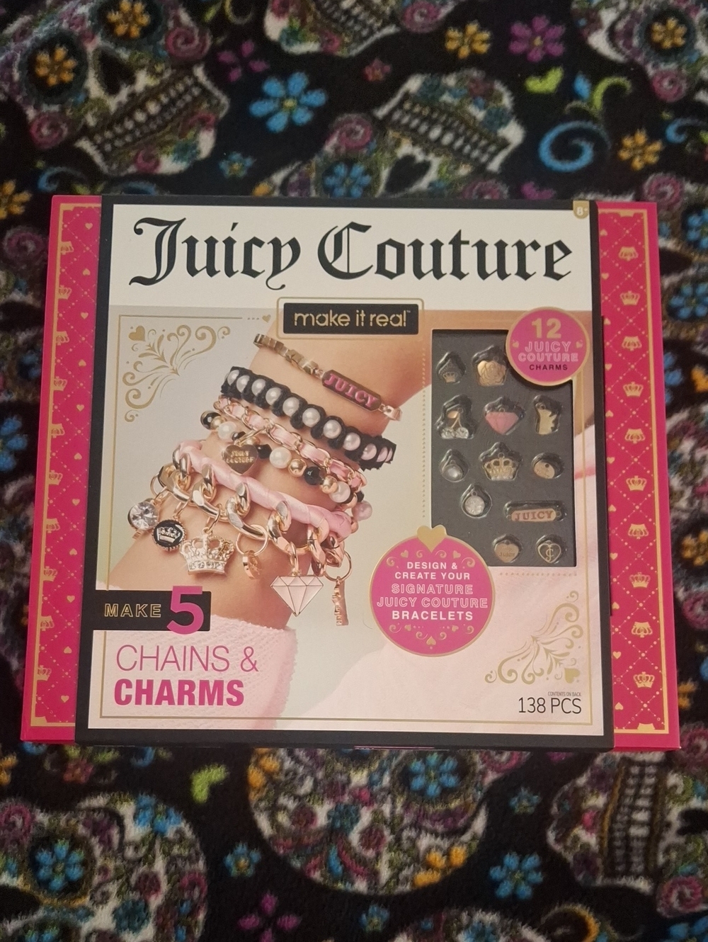 Juicy Couture Pink & Gold Charm & Chain Bracelet Kit
